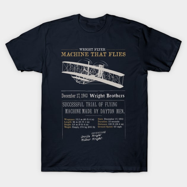 Wright Brothers Tribute 1903 Wright Flyer Flight First Plane Gift Present Aviation T-Shirt by stearman